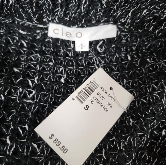 Cleo Long Ruffled Black Sweater Coat Sz S NWT - Picture 3 of 6